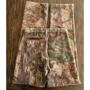 Vtg Cabela's Whitetail Camo Fleece Pants Mens S Made in USA RealTree Gorpcore